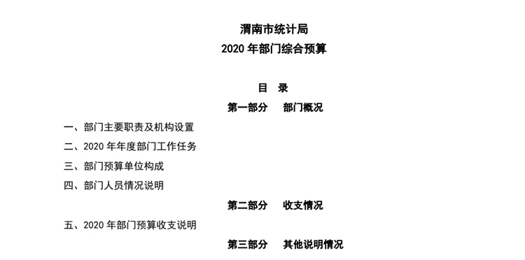 渭南市统计局 2020 年部门综合预算
